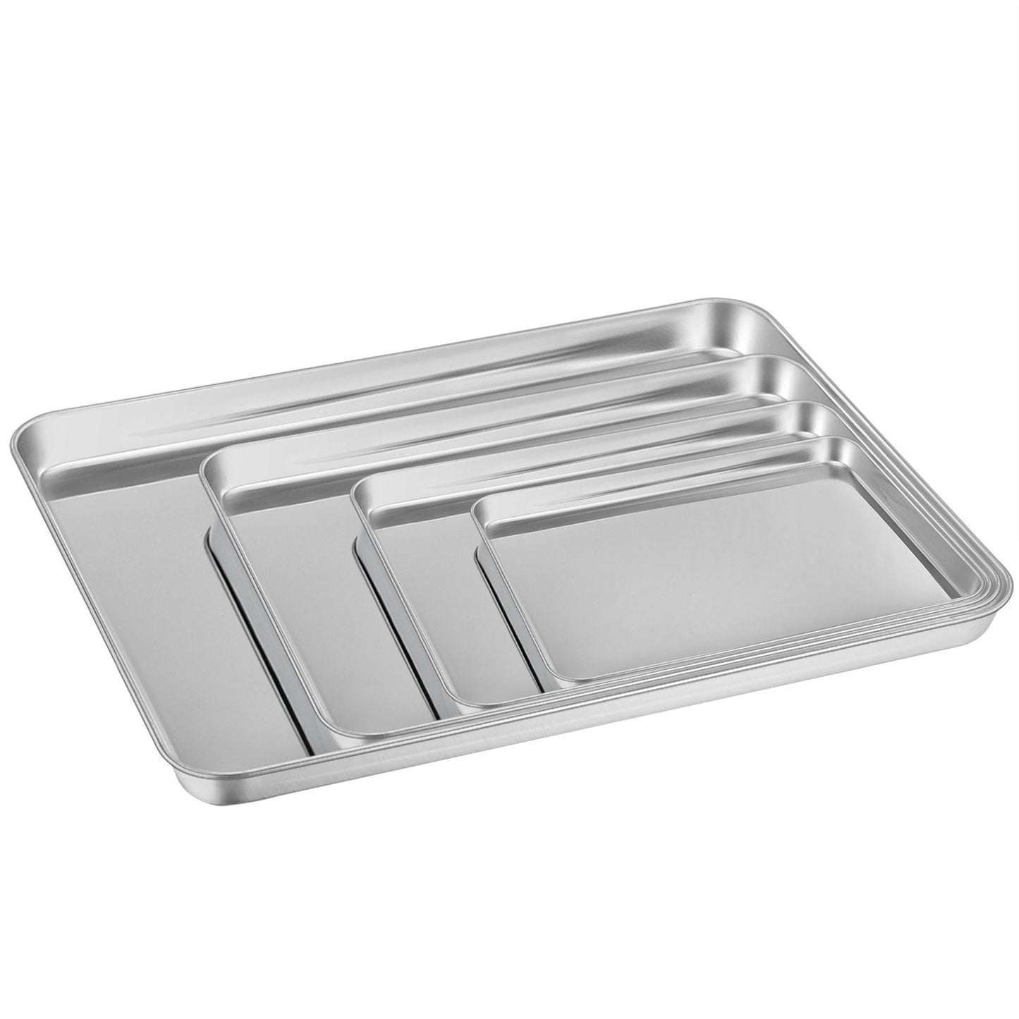 HaWare Baking Tray Set of 4, Stainless Steel Oven Cookie Sheet –Rimmed Pan Baking Sets -Healthy & Non Toxic, Easy Clean & Dishwasher Safe (Large Size)