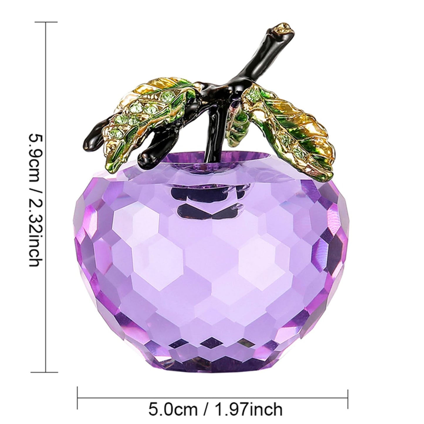 Vie jeune Crystal Apple Figurine Paperweight, Handmade Statue Ornament Home Decoration, Collectible Crystal Crafts, Come with Gift Box, Great Gift for Birthday Holidays Christmas (Purple-50mm)