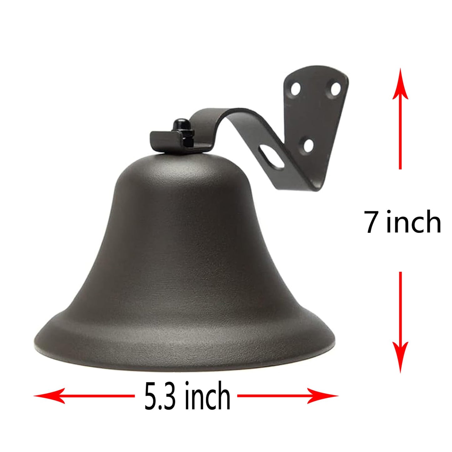 Black Hanging Dinner Bell with Outdoor Mount, Indoor Use, Nautical/Door/Church Design, Rope Included