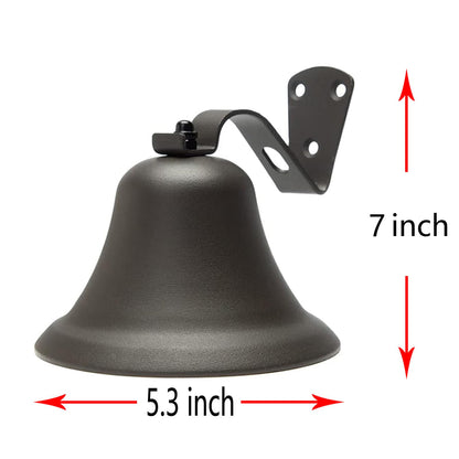 Black Hanging Dinner Bell with Outdoor Mount, Indoor Use, Nautical/Door/Church Design, Rope Included