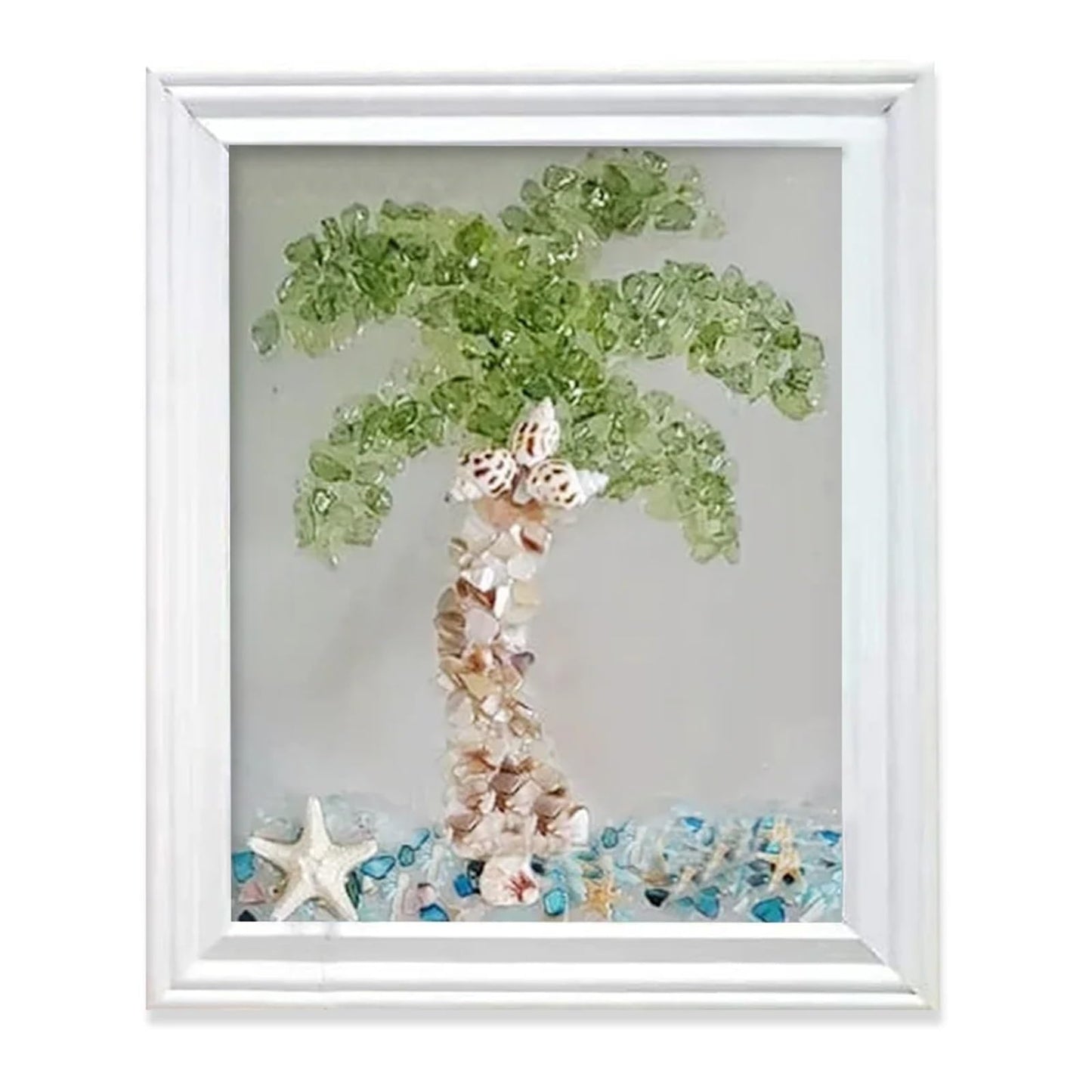 Sea Glass Art Kit, DIY Mosaic Arts and Craft Kits Ocean Painting Kit,DIY Resin Beach Art Kit, Resin Beach Art Kit for Home Decoration, Resin Sea Glass Art Kit(Palm Tree)