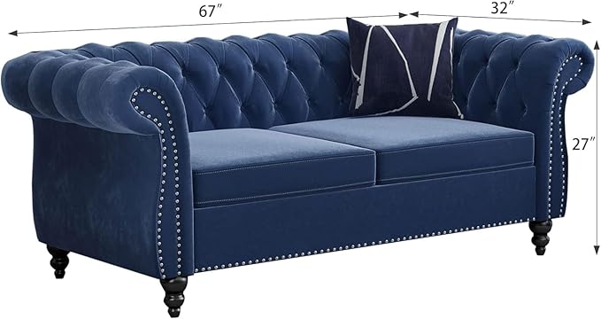 Mid-Century 2 Seater Sofa, Velvet Loveseat