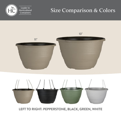 The HC Companies Wrapt Hanging Planters - Lightweight Plant Pot Hanger for Hanging Plants, Vegetables & Herbs - Outdoor & Indoor Hanging Basket for Plants (13" Pepperstone, Pack of 1)