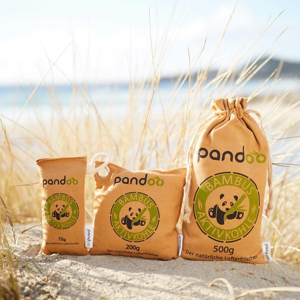 pandoo natural bamboo air freshener with active charcoal, air purifier and air dehumidifier, room air purifier and air freshener, absorbs odours and filters harmful substances and allergens