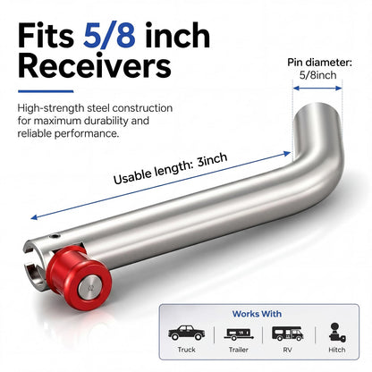 Datanly 1 Pack Trailer Hitch Pin Stainless Steel Hitch Pin Fit 5/8-Inch Receivers Lock Anti-Theft Trailer Lock for Vehicle, RV, Truck, Cargo Carrier, Bike Rack (Red)