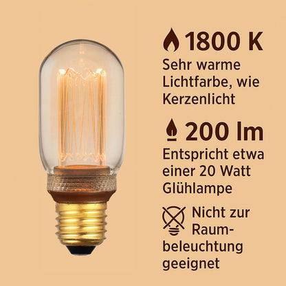 greenandco Vintage Design LED Bulb for Mood Lighting | E27 T45 | Amber | 4W 200lm | 1800K Extra Warm White | 320° | 230V | Flicker-Free | Non-dimmable | Edison Bulb
