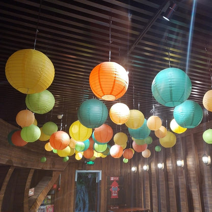 YJUQ Chinese Japanese Style Paper Lanterns, Set of 16 (Lvory, 12 inches)