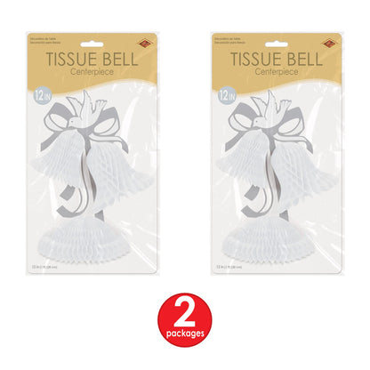 Beistle 2 Piece Honeycomb Tissue Bell Centerpieces For Wedding Decorations, Bridal Shower Décor, Anniversary Party Supplies