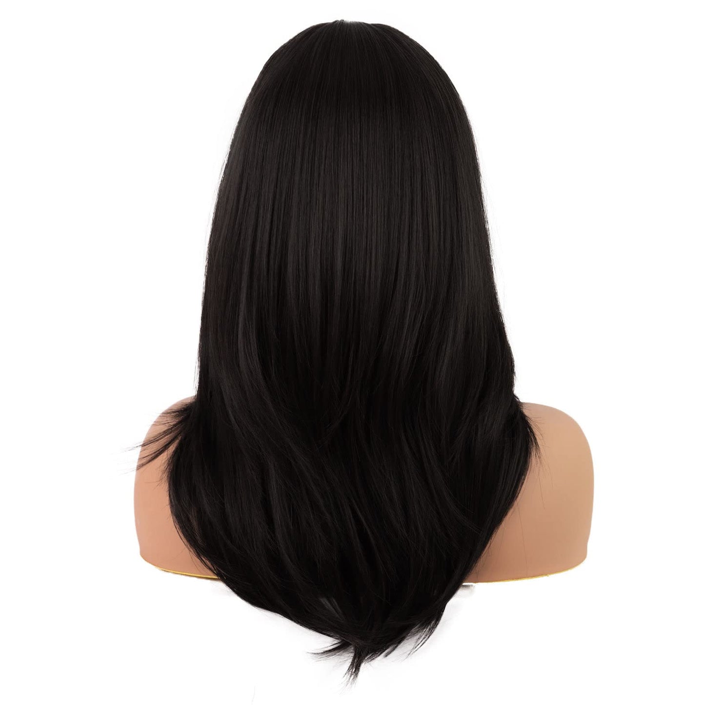 MapofBeauty 20 Inch/50 cm Long Layered With Bangs Straight Synthetic fiber Shoulder Length Hair for Daily Use or Party Wig (Black)