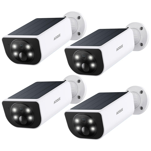 Cameras for Home Security-2.4GHz Wireless Security Camera Outdoor with AI Motion Detection & Siren, Non-Stop Solar Powered Charging, 2K Color Night Vision, SD/Cloud Storage, Waterproof, S1 4P