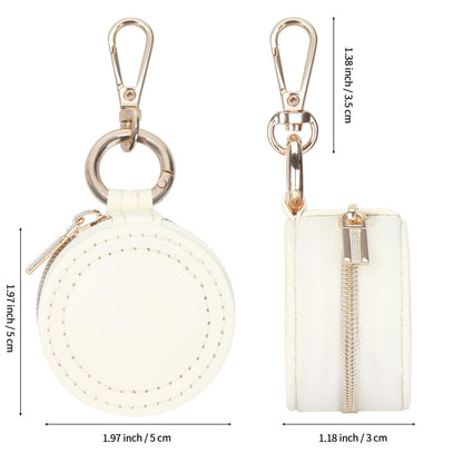KUKUVR Jewelry Ring Holder Box with Keychain, Portable Gym Jewelry Storage Box Case, Small Travel Ring Earring Stud Necklace Storage Case (White)