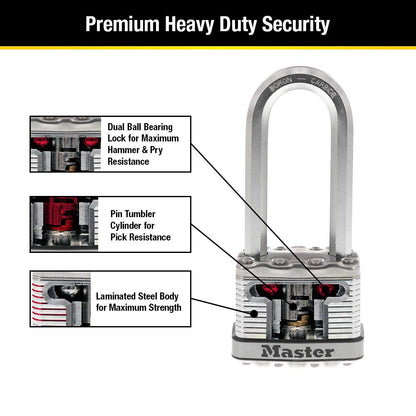Master Lock M5XTLJ Magnum Heavy Duty Outdoor Padlock with Key, 2 Pack Keyed-Alike