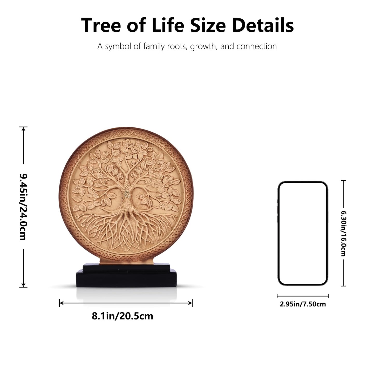 LCCCK Tree of Life Statue, Resin Round Tree Sculpture for Cabinet Decor, Shabby Chic Knick Knacks, Living Room Mantle Entryway Table Top Accent, Symbolic Family Roots Home Decor