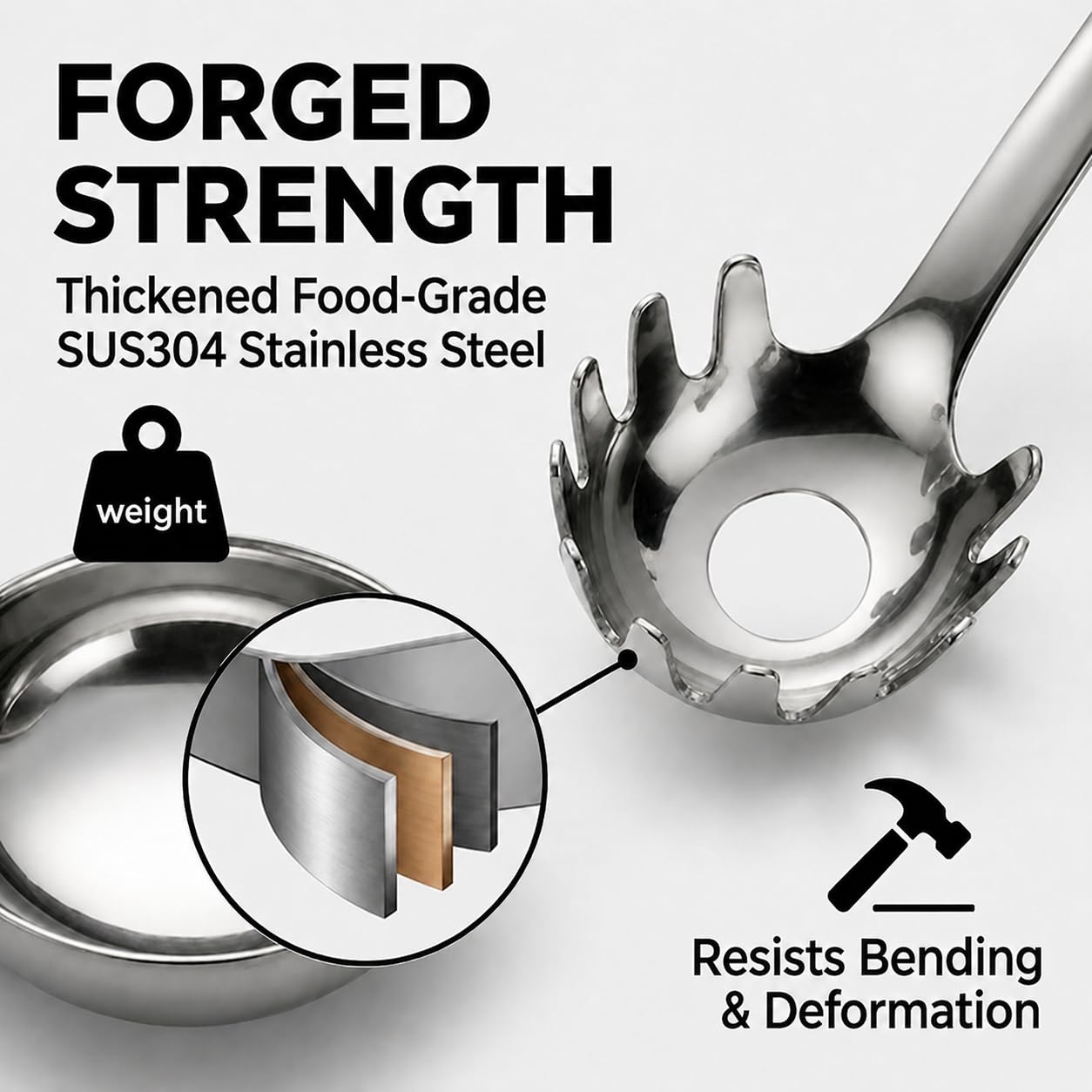 18/10 Stainless Steel Soup Ladle and Pasta Server Set, 2-Piece