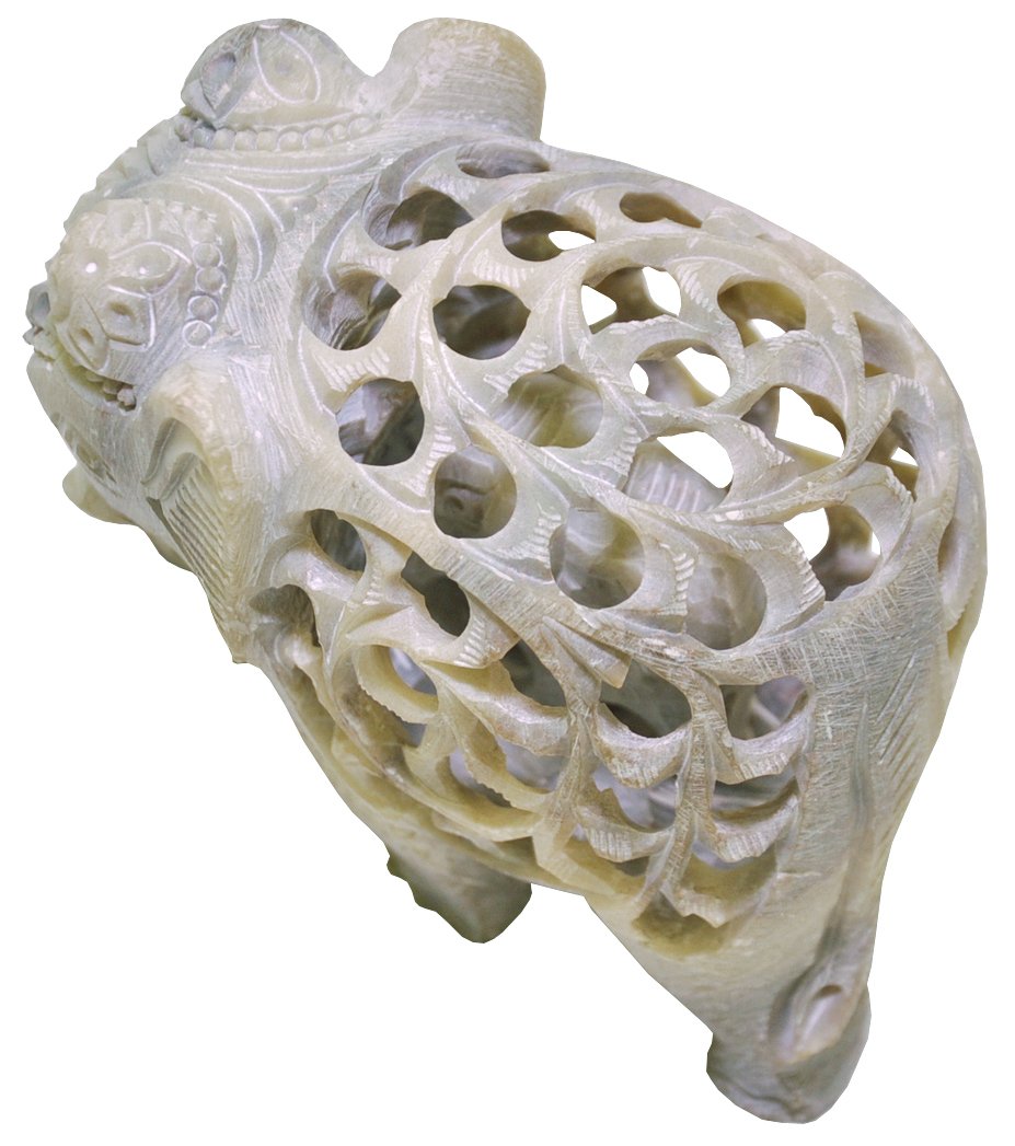 Stone Elephant Mom with Baby in Tummy Statue/Sculpture - Impossible Stone Art 5" Soapstone Collectible Elephant Figurine of Mother Elephant with Baby Inside - Unique Elephant Decor Gifts