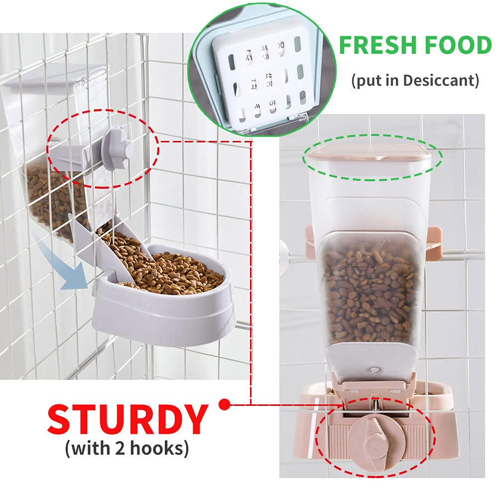 Oncpcare 1L Hanging Small Animal Feeder with Lid Small Animal Feed Box, Automatic Pet Feeder, Great for Rabbits, Ferrets, Cats, Birds and Other Small Animals1, Pink