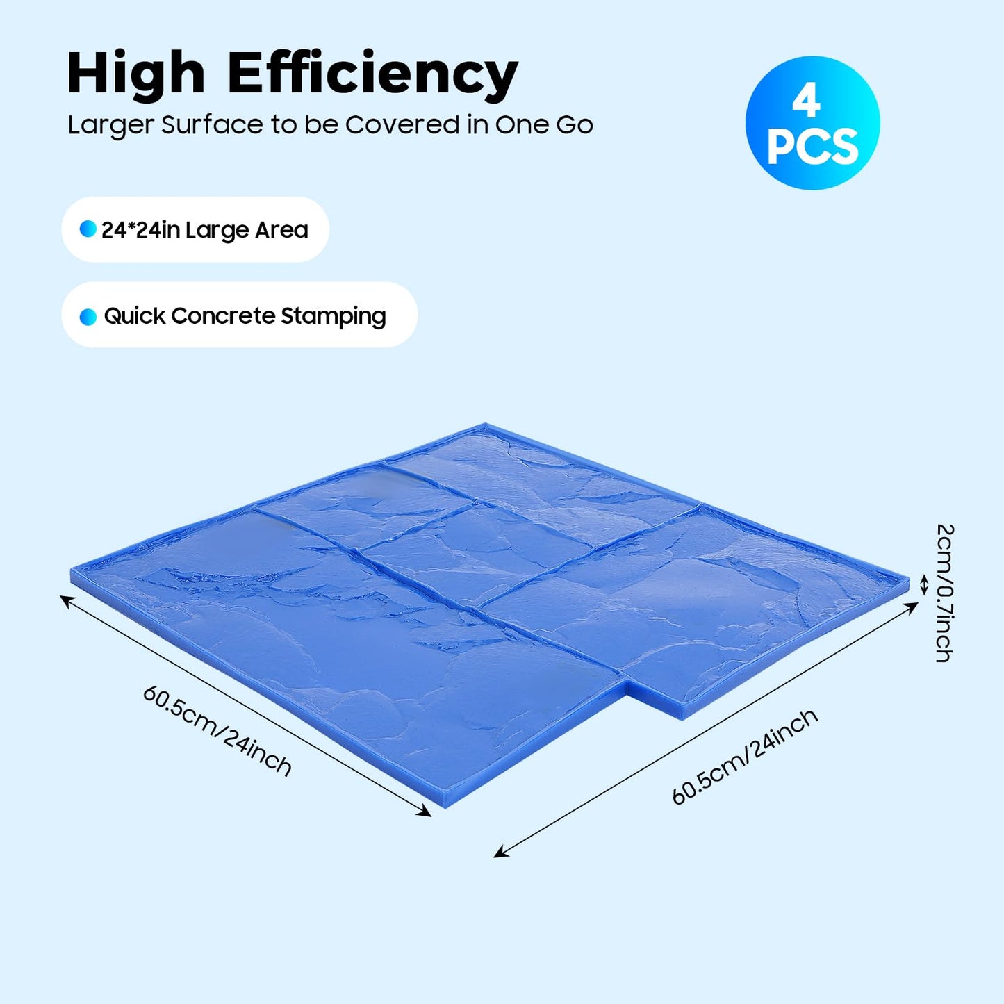 Ageanbri4 PCS Concrete Stamps Mats Set 24"x24" Concrete Texturing Skin Concrete Stamps Mats with Handle, Realistic Concrete Texture Mat for Walls Floors