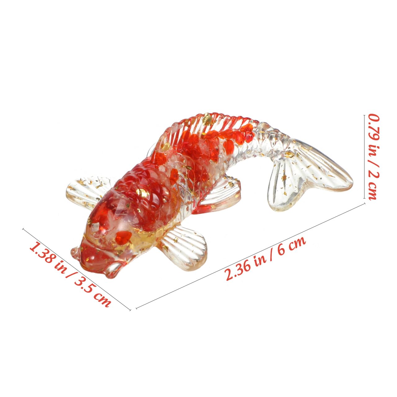 OATIPHO Miniature Crystal Koi Fish Figurines 2.36"x 1.38" 2pcs Hand-Blown Glass Koi Fish for Desk, Shelf, Bowl, Feng Shui Lucky Decor, Gift