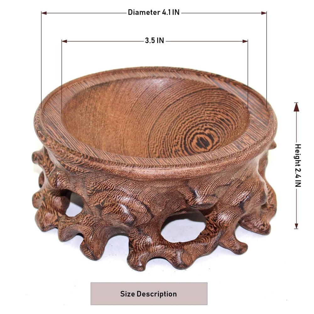 GOLDY&WENDY Oriental Asian Rosewood Crystal Decorative Ball Display Stand Pedestal Stands