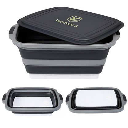 Verdvoca 2 Pcs 30L & 1 Piece 16L Collapsible BBQ Prep Tubs with Lids for Fruit Prep & Washing, Meal Marinating and Food Storage