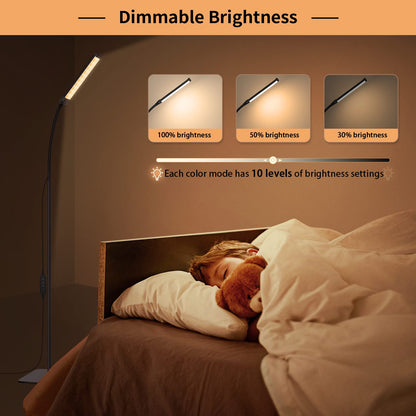 iFalarila Floor Lamp, 120 LED 10 W, Standing Lamp with 3 Colours and 10 Brightnesses, Flexible Gooseneck Floor Lamp for Living Room/Bedroom/Office