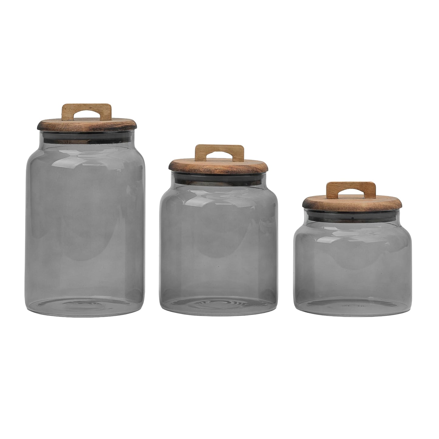 10 Strawberry Street Acacia Everyday Graduated Glass Canister, Set of 3, Black