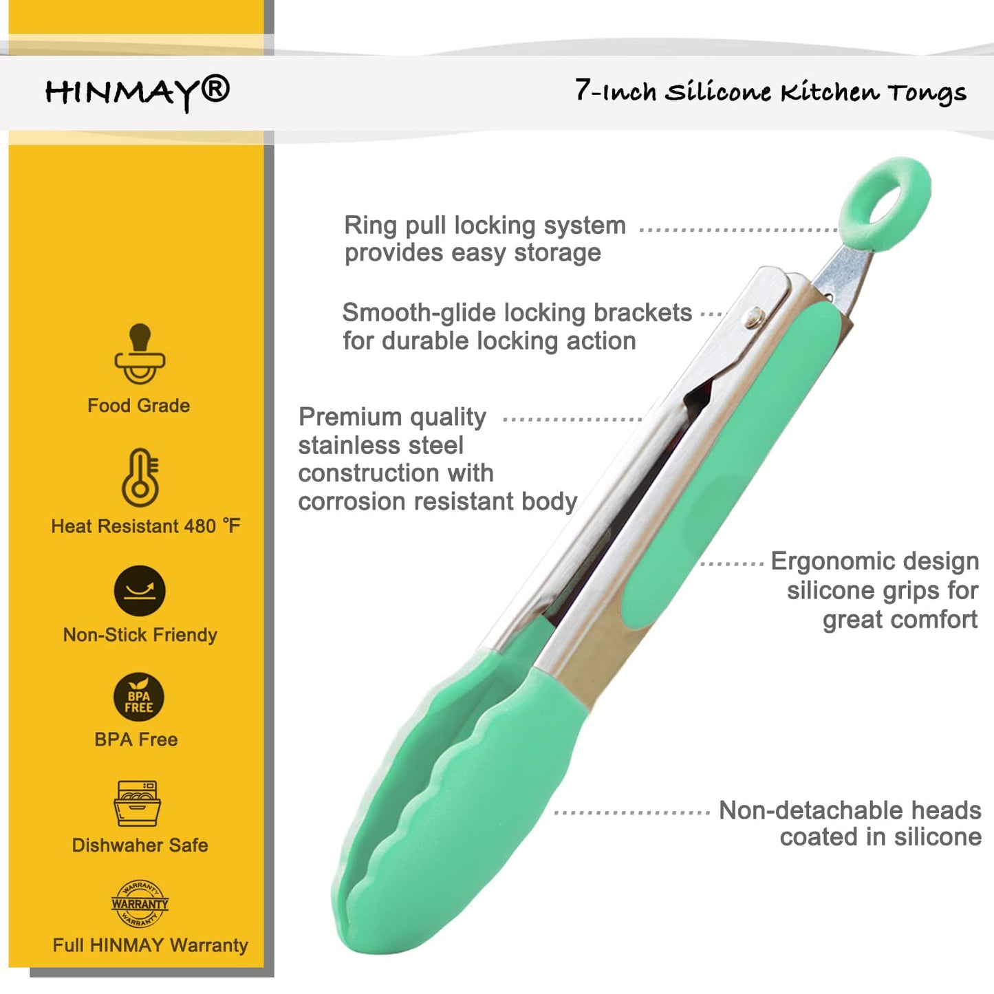 Small Silicone Tongs 7-Inch Mini Serving Tongs, Set of 3 (Black Gray White)