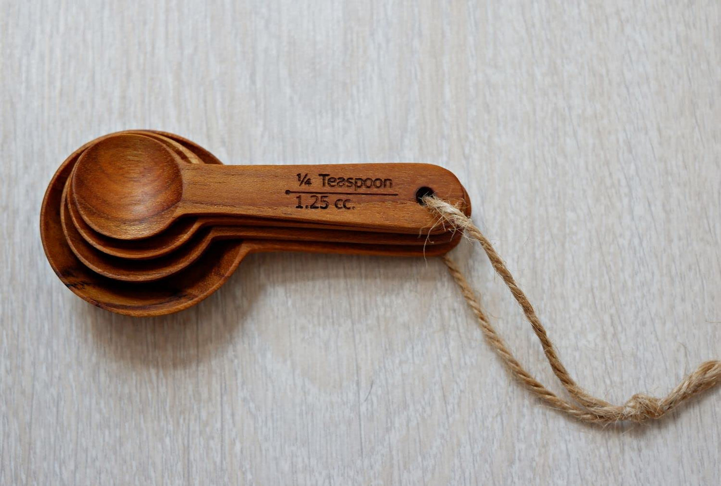 Set of 4 pieces Teak Wooden Measuring Spoons,for Dry Liquid Ingredients Sugar Spice Salt Baking Coffee Tea this made from eco friendly Teak Wood
