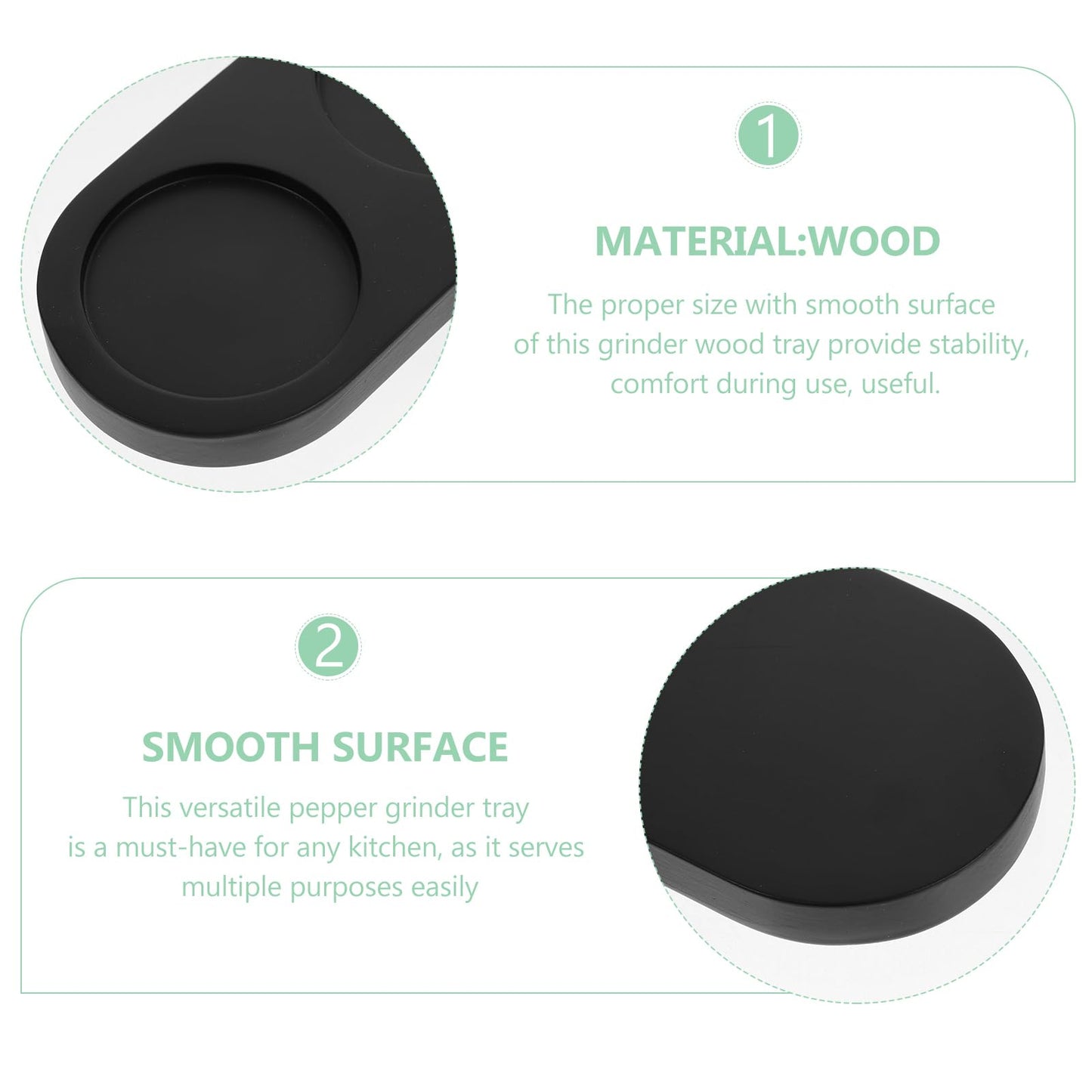 Luxshiny Salt and Pepper Mill Tray, Wooden Salt Pepper Grinder Accessories (Inner Dia 2.28 inch / 5.8cm) fit many Mills & Shakers Black