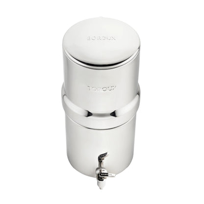 Boroux Compact Gravity-Fed Countertop Stainless Steel Water Filter System | 1.8 Gallons with 2 Authentic Black Foundation Filters