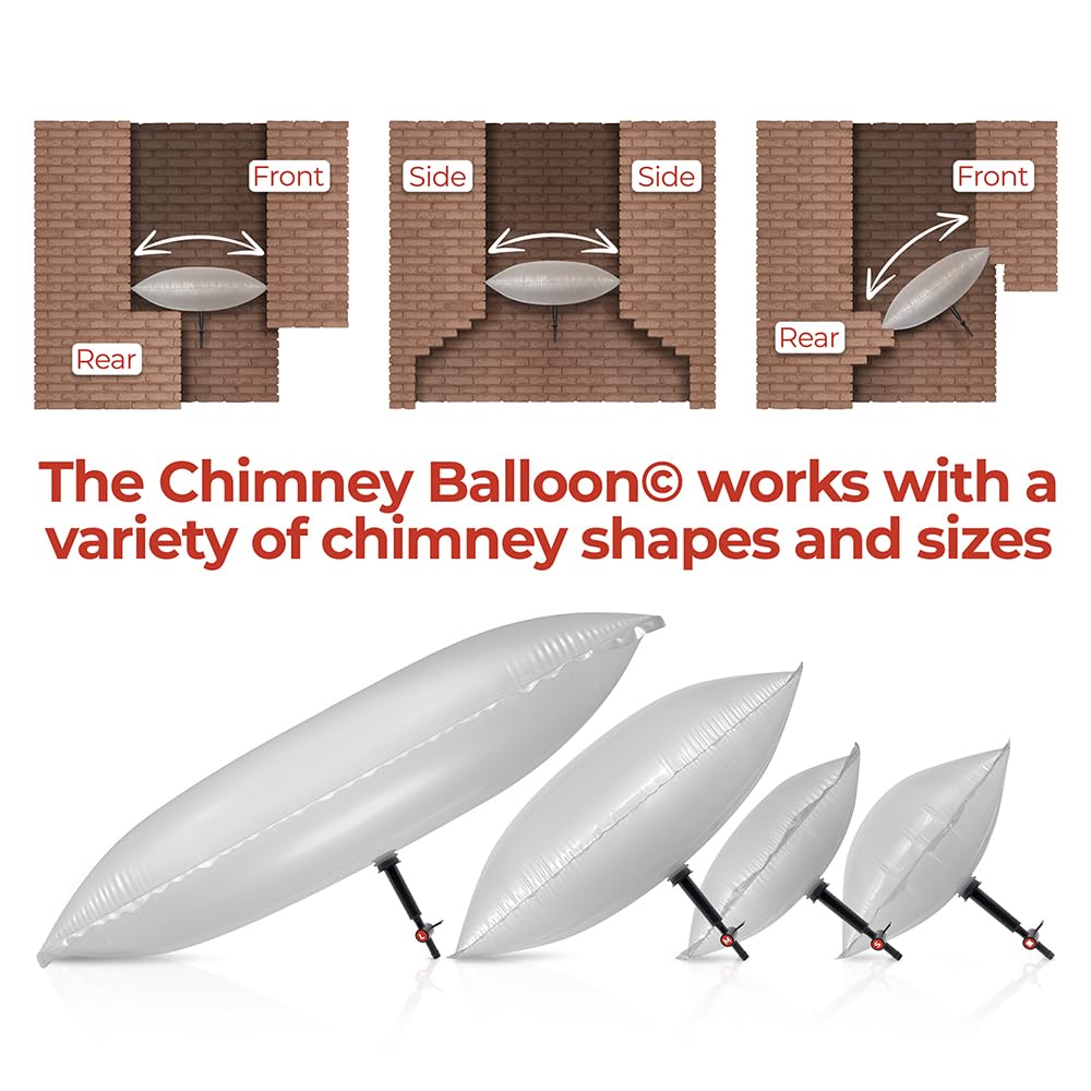 14 x 24 inch Medium Chimney Balloon Chimney Draught Excluder + FREE mouth inflation tube - NEW IMPROVED DESIGN, Made in the UK