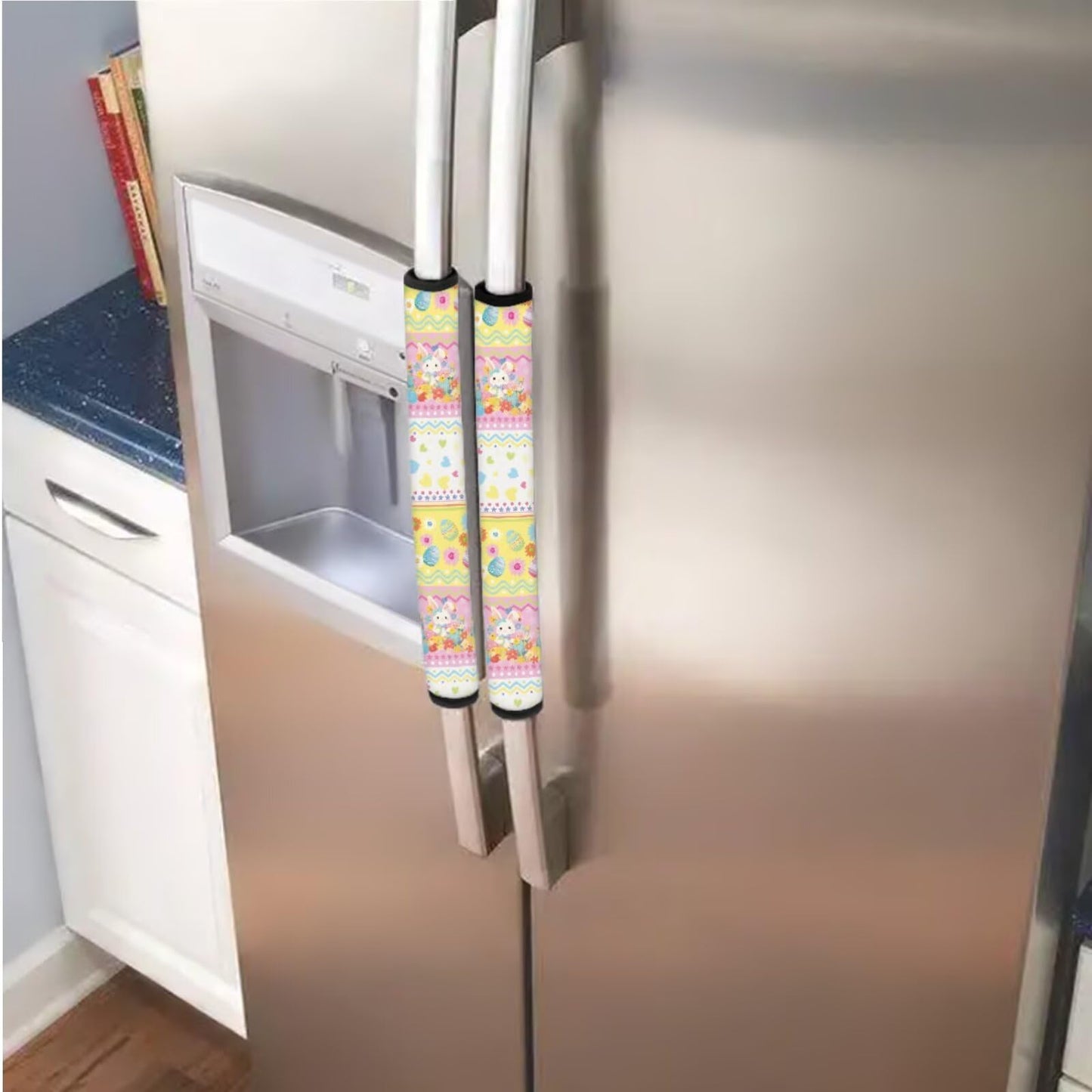 Hwzdsyxl Easter Egg Rabbit Print Refrigerator Door Handle Covers 6 Pieces Fridge Dishwasher Oven Protector Daisy Heart Print Kitchen Appliance Handle Gloves Protector for Microwave Stove Easter Decor