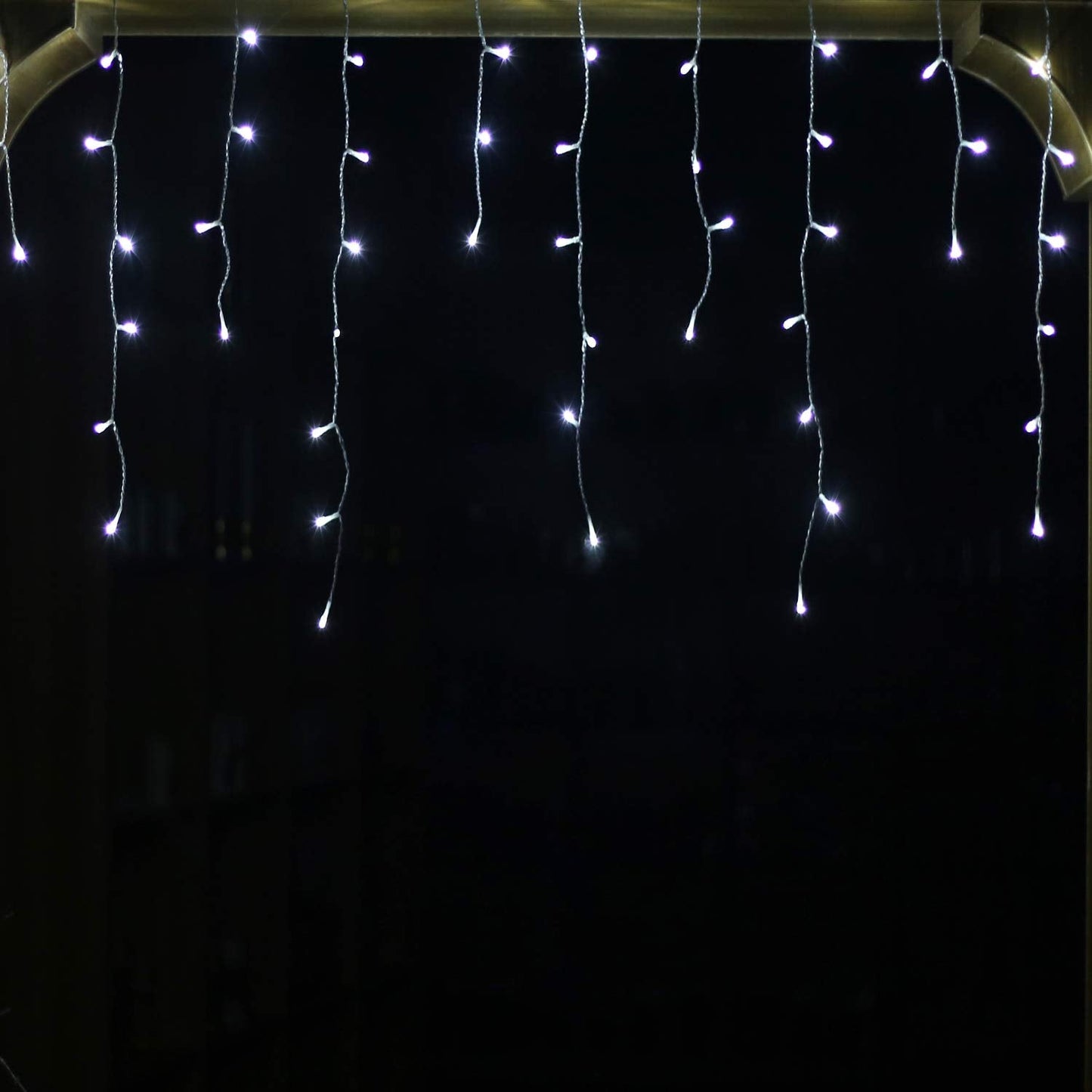 YASENN 300LED Icicle Lights Cool White, 29.5FT Outdoor Christmas Light with 8 Modes & Memory Timer, 60 Strands Dripping Waterfall Lights for Roof Eaves, Gutters, Window, Patio, Party Decor