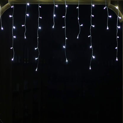 YASENN 300LED Icicle Lights Cool White, 29.5FT Outdoor Christmas Light with 8 Modes & Memory Timer, 60 Strands Dripping Waterfall Lights for Roof Eaves, Gutters, Window, Patio, Party Decor