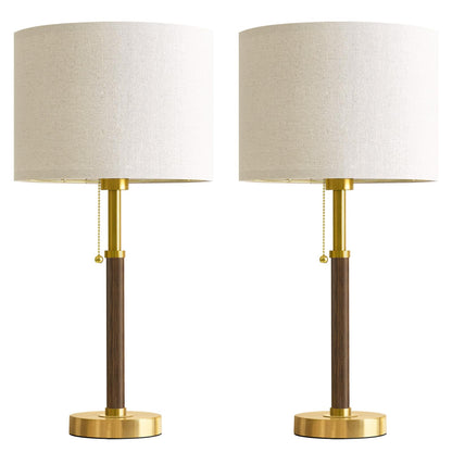 G-SAFAVA 22" Table Lamps Mid Century Modern Lamps for Bedroom Living Room Bedside Lamps for Night Stands Wood Nightstand Lamp Gold Small Side End Table Lamps Set of 2 Vintage Home Deco Office Gifts
