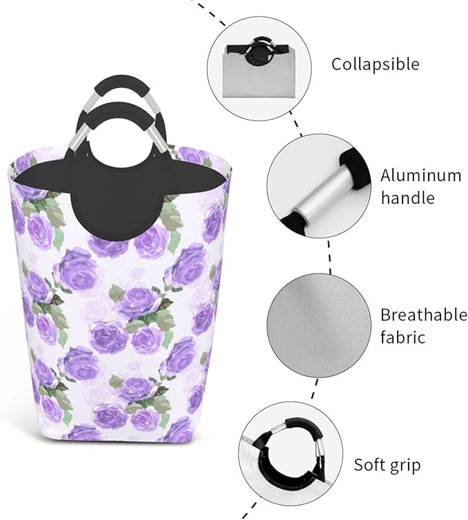 Floral Laundry Basket Flowers Foldable Laundry Hamper Vintage Collapsible