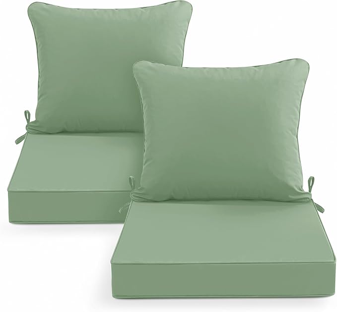 Summsun Outdoor Chair Cushions Set of 2, Waterproof Back Pillow and Seat