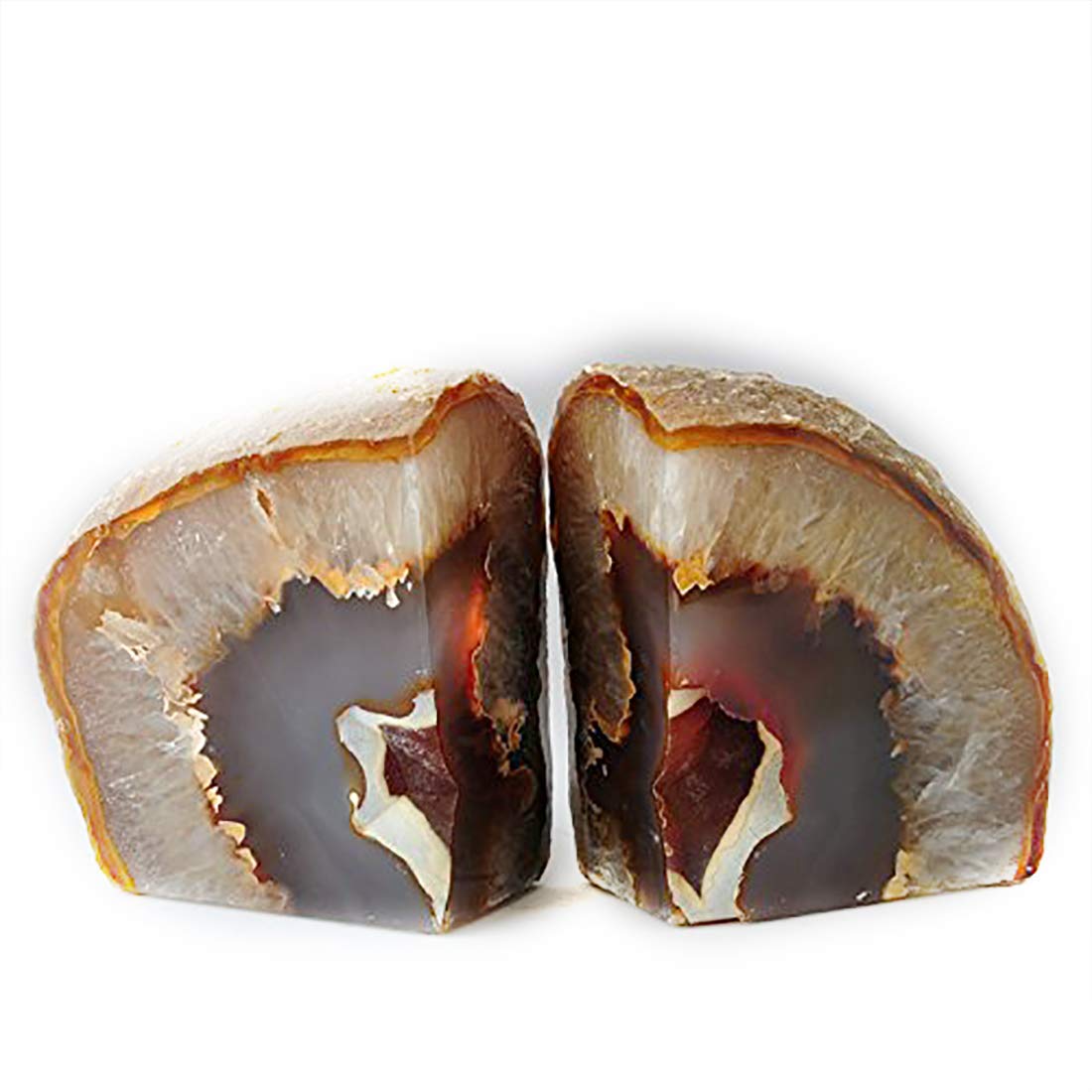 JIC Gem Natural Agate Geode Bookends Anti-Slip Heavy Duty 1 Pair 6-8 Lbs