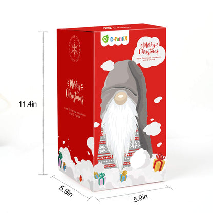 D-FantiX Christmas Gnome Plush 13 Inch Large Swedish Tomte Gnome Ornaments with Long Hat Holiday Scandinavian Christmas Decorations for Home (Grey, Nose Without Light)