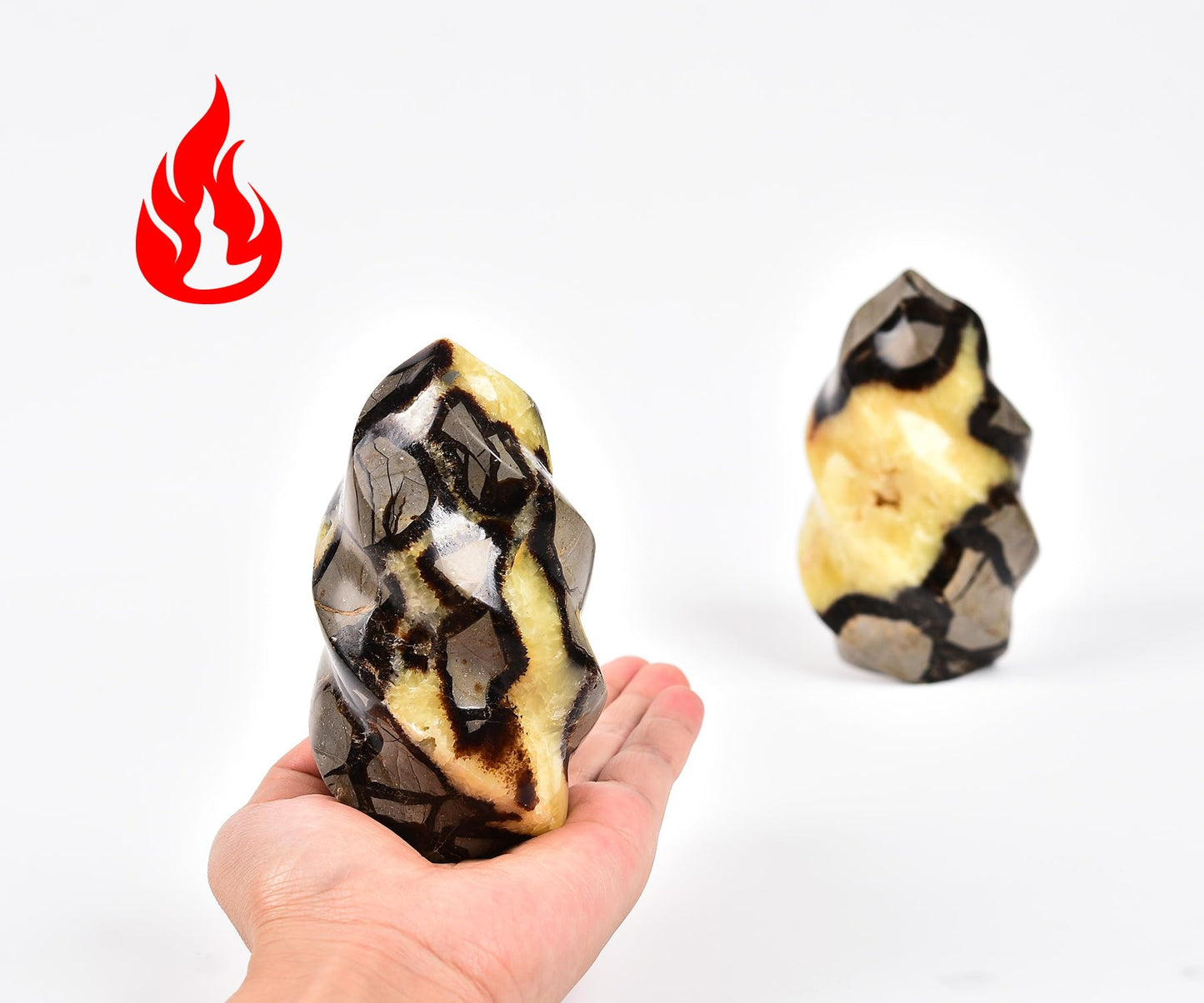 AMOYSTONE Septarian Gemstone Flame Decorative Stone Tower for Healing Witchcraft Table Decors 0.8-1 LBS