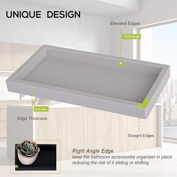 Bathroom Tray, Small Vanity Tray Silicone Soap Dish Sponge Holder Kitchen Sink