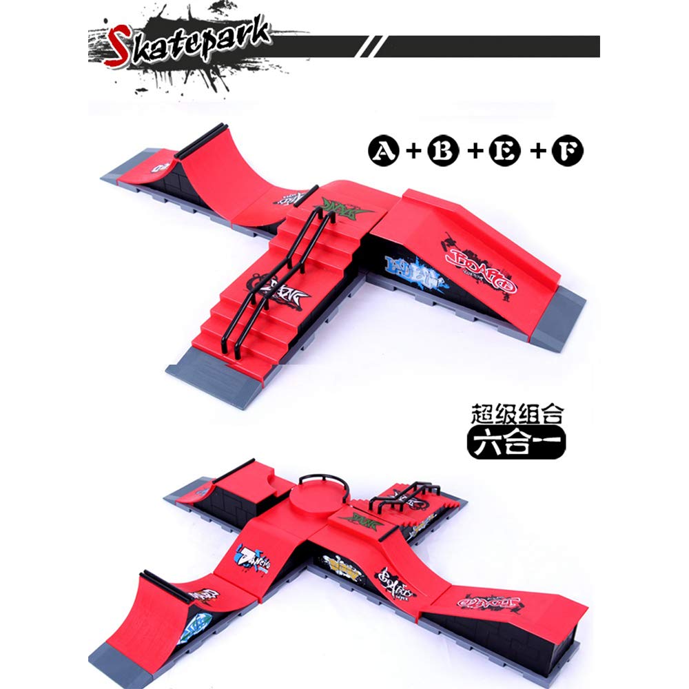 Sipobuy DIY Assembly Mini Finger Skateboard Deck Truck Skate Park Board With Ramp Accessories Sets (Scene A)