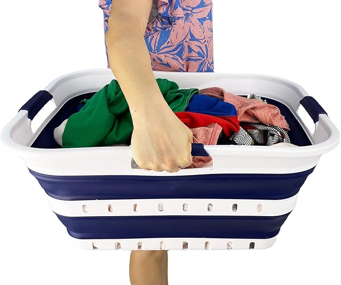 SAMMART 42L Collapsible Plastic Laundry Basket