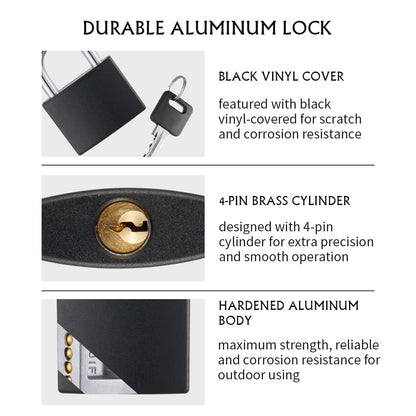 CINCINNO Covered Aluminum Padlock with Key, 8 Pack 1-9/16" Padlocks with Same Key，Key Lock for Outdoors