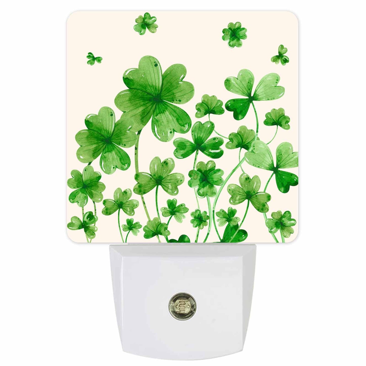 St. Patrick's Day Shamrock Plug-in LED Night Lights Lucky Clover Leaves Auto Dusk-to-Dawn Sensor for Bedroom, Bathroom, Kitchen, Nursery, Hallway, Stairs, Wall Home Decor