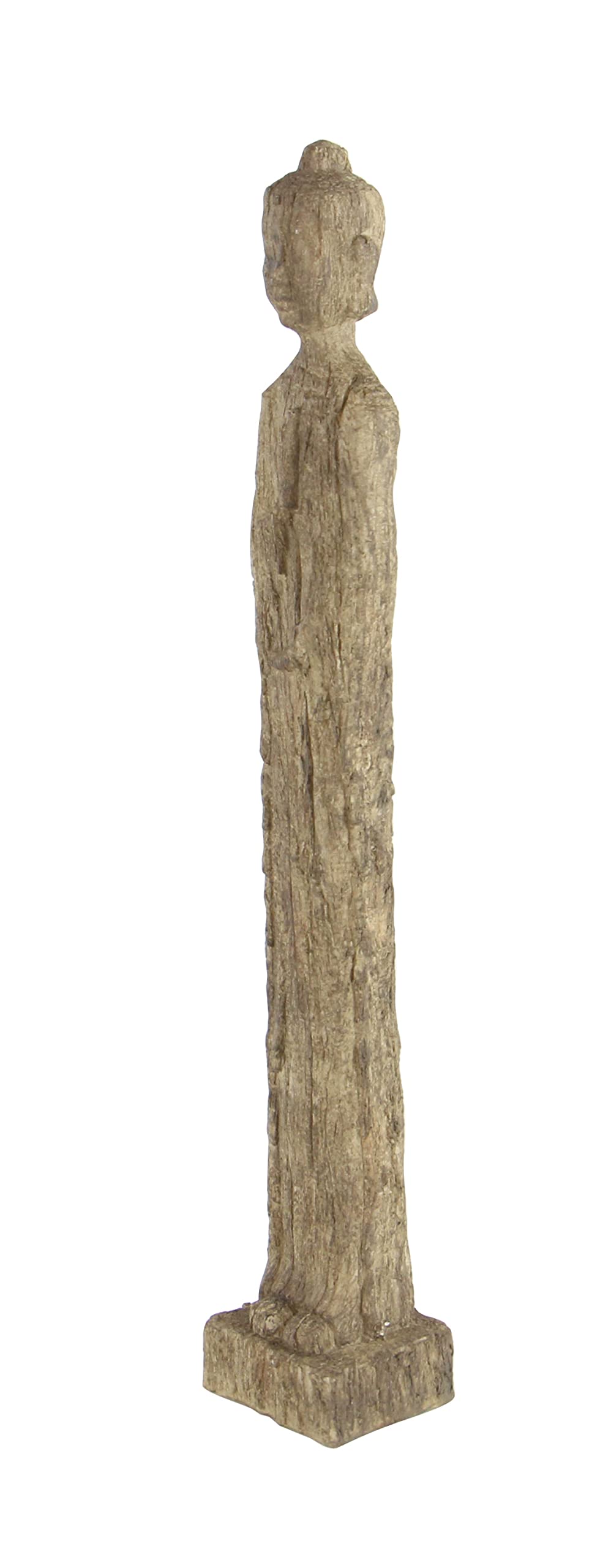 Deco 79 Polystone Buddha Decorative Sculpture Meditating Home Decor Statue with Engraved Carvings and Relief Detailing, Accent Figurine 5" x 4" x 32", Beige