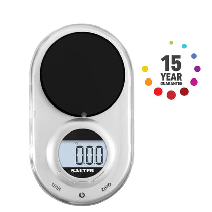 Salter 1260 SVDRA Precision Electronic Scale – Micro Pocket Digital Scales, 500g Capacity, In 0.05g Increments, Neat Storage, Large LCD Display, Compact, Discreet Design, For Jewellery, Spices, Coins