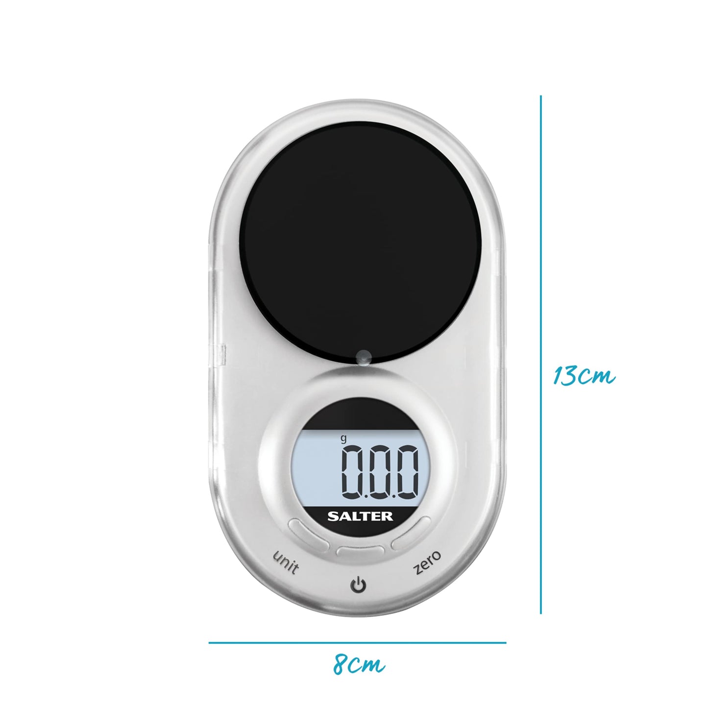 Salter 1260 SVDRA Precision Electronic Scale – Micro Pocket Digital Scales, 500g Capacity, In 0.05g Increments, Neat Storage, Large LCD Display, Compact, Discreet Design, For Jewellery, Spices, Coins