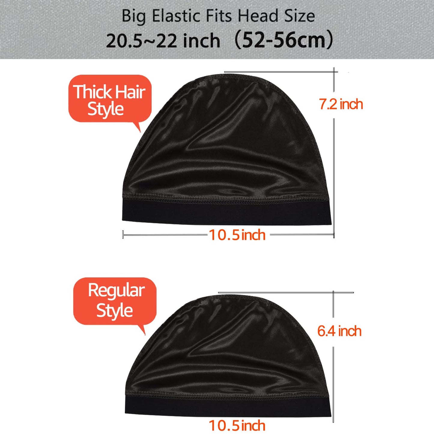 2PCS Silky Stocking Wave Cap for Men, Good Compression Over Durag （Thick Hair Style）