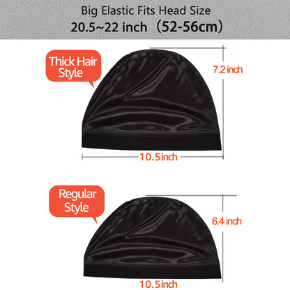 2PCS Silky Stocking Wave Cap for Men, Good Compression Over Durag （Thick Hair Style）